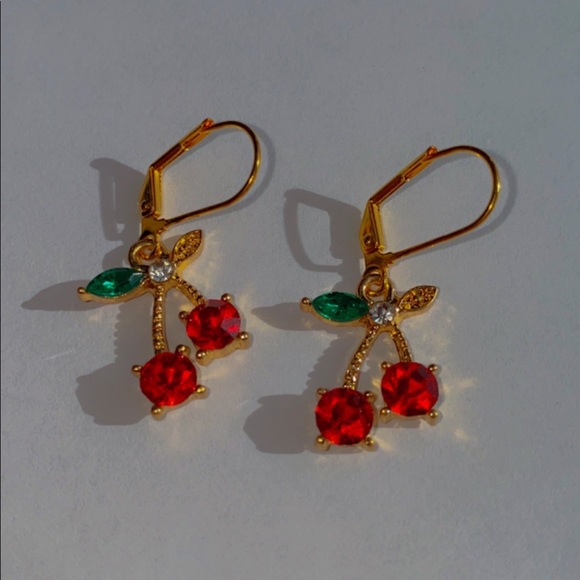 Jewelry - Lever Back 18k Gold Plated Cherry Earrings
